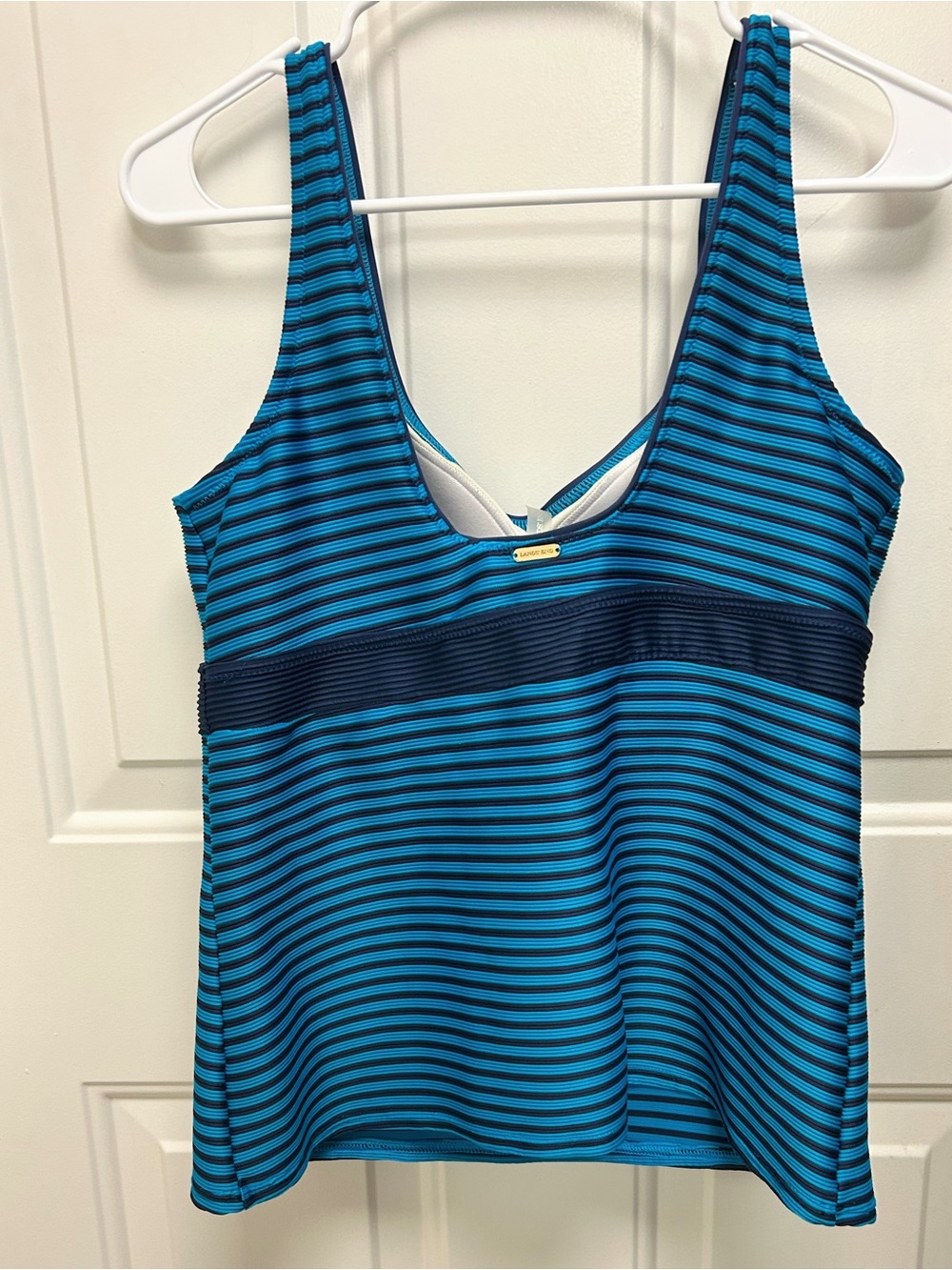 Lands End Tankini Top - Blue & Navy Striped - Picture 3 of 7